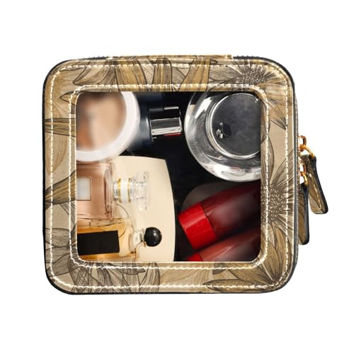 FRODOTGV Transparente Make-up-Organizer-Tasche, Herbstmun Sonnenblumenkerne, handgezeichnet, Kulturbeutel, Kosmetiktasche mit Reißverschluss, Autmun Sonnenblumenkerne handgezeichnet, 1 Size von FRODOTGV