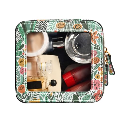 FRODOTGV Transparente Make-up-Organizer-Tasche, Kulturbeutel mit Reißverschluss, Nagellack-Organizer, Tasche, tropische nahtlose Blumen, Tropische, nahtlose Blumen, 1 Size von FRODOTGV