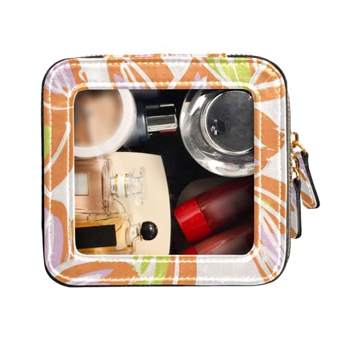 FRODOTGV Transparente Make-up-Organizer-Tasche, florales Pinselstrich-Muster, Kulturbeutel, Reise-Kosmetiktasche, Florales Pinselstrichmuster, 1 Size von FRODOTGV