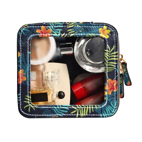 FRODOTGV Transparente Make-up-Organizer-Tasche, tropisches Sommermuster, Monstera-Blätter, Kulturbeutel mit Reißverschluss, Leder-Organizer-Taschen, Monstera-Blätter mit tropischem Sommermuster, 1 von FRODOTGV