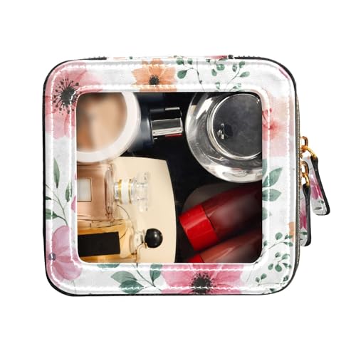 FRODOTGV Transparente Make-up-Tasche, Aquarell-Blumenmuster, Kulturbeutel, Make-up-Organizer, Aquarell-Blumenmuster, 1 Size von FRODOTGV