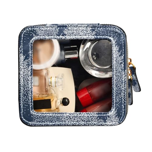 FRODOTGV Transparente Make-up-Tasche, Tanne in Winterblau, Leder-Kulturbeutel, Make-up-Tasche Organizer, Tanne im Winterblau, 1 Size von FRODOTGV