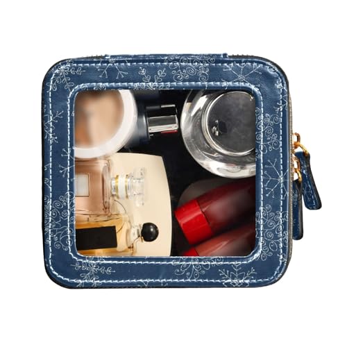 FRODOTGV Transparente Make-up-Tasche, klein, Kulturbeutel, Kosmetik-Organizer, blaue Schneeflocke, Glitzer, Blaue Schneeflocken-Glitzer, 1 Size von FRODOTGV