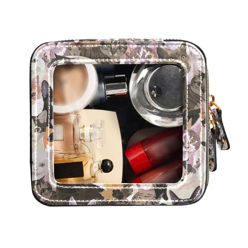 FRODOTGV Transparente Make-up-Tasche für Geldbörse, Kulturbeutel mit Reißverschluss, Nagellack-Organizer, Tasche, Katzenmuster, verschiedene Rassen, Katzenmuster, verschiedene Rassen, 1 Size von FRODOTGV