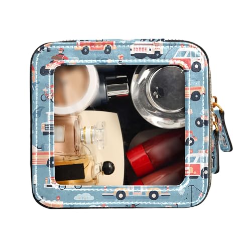 FRODOTGV Transparente Make-up-Tasche für Toilettenartikel, tragbarer Make-up-Organizer, Feuerwehrauto, Krankenwagen, Minivan, Feuerwehrauto Krankenwagen Minivan, 1 Size von FRODOTGV