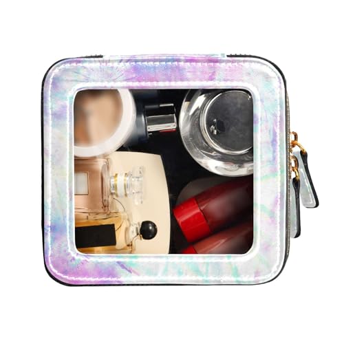 FRODOTGV Transparente Mini-Make-up-Tasche, buntes Batik-Rad-Druck, Kulturbeutel, Make-up-Organizer, Bunter Batik-Raddruck, 1 Size von FRODOTGV