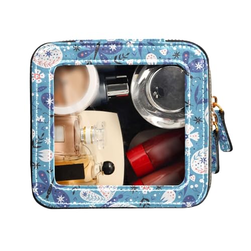 FRODOTGV Transparente Reise-Make-up-Tasche, buntes Volksmuster, Schmetterlinge, Kulturbeutel, Leder-Organizer-Taschen, Bunte Schmetterlinge mit Volksmuster, 1 Size von FRODOTGV