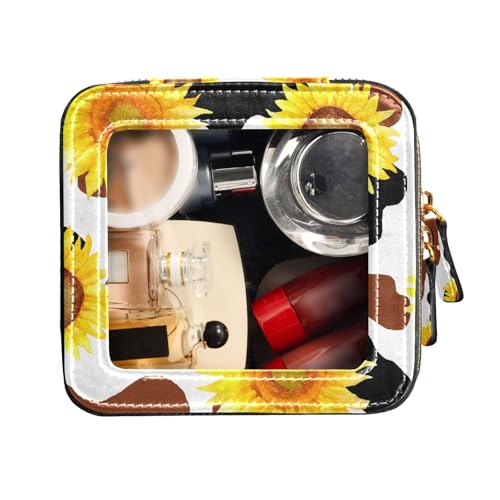 FRODOTGV Transparente kleine Make-up-Tasche, Kulturbeutel mit Reißverschluss, Nagellack-Organizer, Wasserfarben, handgezeichneter Kuhdruck, Aquarell, handgezeichneter Kuhdruck, 1 Size von FRODOTGV