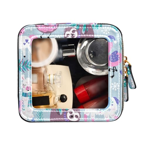 FRODOTGV Transparente kleine Make-up-Tasche, Weihnachten, Urlaub, Tiere, kindlich, Reise-Kulturbeutel, Kosmetiktasche, Weihnachtstiere für Kinder, 1 Size von FRODOTGV