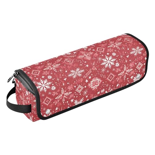 FRODOTGV Tropische Bananenblatt-Lockenstab-Reisetasche und hitzebeständige Matte, tragbare Tragetasche, Organizer für Glätteisen, Glätteisen, Frohe Weihnachten Schneeflocke Rot Hoho, Einheitsgröße von FRODOTGV