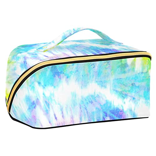 FRODOTGV Verzerrte Regenbogen Tie Dye Tragbare Reise Make-up Tasche, Große Kapazität Reise Kosmetiktasche, Reise Kulturbeutel, Wasserdichte Make-up-Tasche, Make-up Organizer Tasche mit Griff und von FRODOTGV