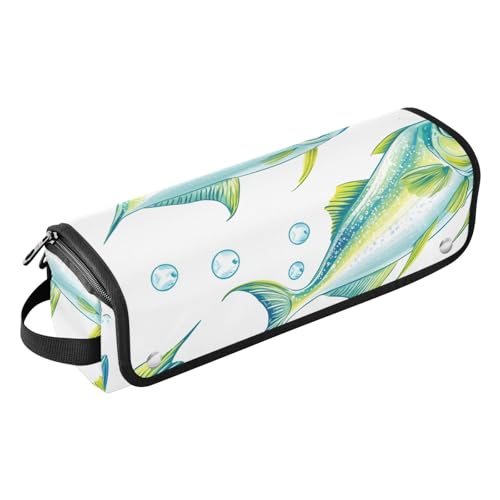 FRODOTGV Wasserdichte Lockenstab Reisetasche für Damen, mit Eisenmatte, Essentials Aufbewahrung für Glätteisen, Beauty Mahi Mahi Fische, Weiß von FRODOTGV