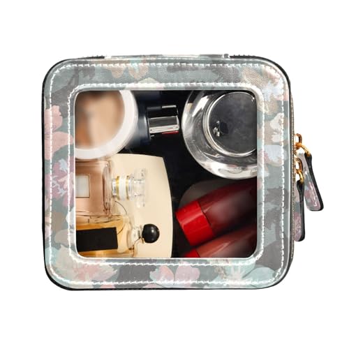 FRODOTGV Wasserdichte Reise-Kulturbeutel, niedlich, Make-up-Tasche, transparent, elegantes Muster, tropische niedliche Blumen, Nagellack-Organizer-Tasche, Elegantes Muster, tropische, niedliche von FRODOTGV