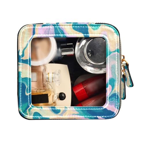 FRODOTGV Wasserdichte Reise-Kulturbeutel, transparent, Mini-Make-up-Tasche, abstraktes Marmormuster, handgezeichnete Leder-Organizer-Taschen, Abstraktes Marmormuster, handgezeichnet, 1 Size von FRODOTGV