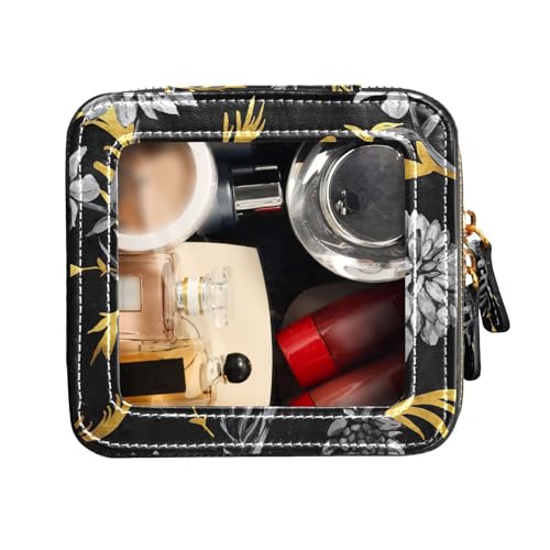 FRODOTGV Wasserdichte transparente Make-up-Tasche, Aquarell-Goldwildblumen, Reisetaschen für Toilettenartikel, Nagellack-Organizer-Tasche, Wasserfarben, goldfarbene Wildblumen, 1 Size von FRODOTGV
