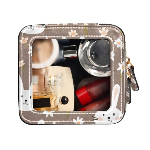FRODOTGV Wasserdichte transparente Make-up-Tasche, braunes Kaninchenmuster, Kulturbeutel, Make-up-Organizer, Braunes Kaninchenmuster, 1 Size von FRODOTGV