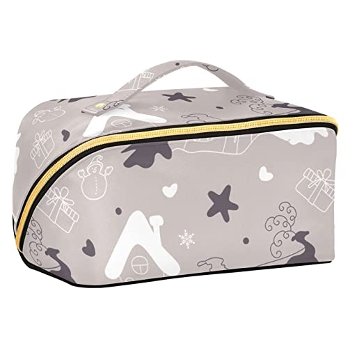 FRODOTGV Weihnachten Handgezeichnete Winter Muster Große Kapazität Make-up Tasche, Kulturbeutel, Große Kapazität Reise Kosmetiktasche, Wasserdichte Make-up Fall Organizer, Tragbare Reise von FRODOTGV