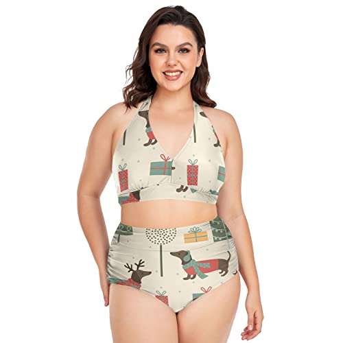FRODOTGV Weihnachten Muster Bäume Frauen Bikini Set Hohe Taille Bademode Plus Größe Badeanzüge, Bäume mit Weihnachtsmotiv, L Mehr von FRODOTGV