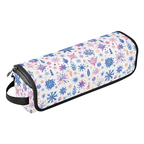 FRODOTGV Weihnachten mit Schneeflocken Damen Reisetasche für Haarwerkzeuge Abnehmbare offene flache Taschen mit Eisenmatte für Glätteisen Glätteisen von FRODOTGV