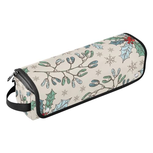 FRODOTGV Weihnachten und Neujahr mit Stechpalme und Mistelzweig-Haarwerkzeug-Reisetasche für Frauen mit Eisenmatte, staubdicht, Reise-Glätteisen-Tasche für heiße Werkzeuge, Lockenstab und Glätteisen, von FRODOTGV