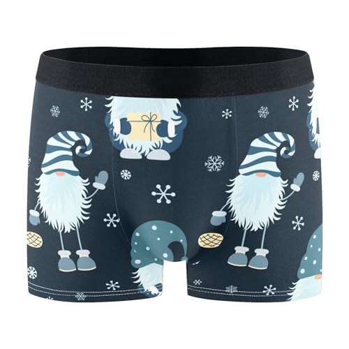 FRODOTGV Weihnachts-Boxershorts für Herren, skandinavischer blauer Zwerg, Stretch, Herren-Unterwäsche, Boxer, Bambus-Unterwäsche, Blauer Zwerg, X-Large von FRODOTGV