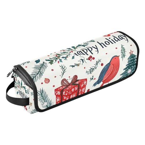 FRODOTGV Weihnachts-Vogel-Geschenk-Box, roter Weihnachtsbaum, Heißhaar-Werkzeuge, Reisetasche mit Eisenmatte, Heizwerkzeug, Reisetasche, Organizer für Lockenstab Glätteisen, flacher Haartrockner von FRODOTGV