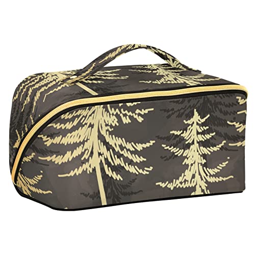 FRODOTGV Weihnachtsbaum Muster Aquarell Große Kapazität Make-up Tasche, Kulturbeutel, Große Kapazität Reise Kosmetiktasche, Wasserdichte Make-up Fall Organizer, Tragbare Reise Kosmetiktasche, von FRODOTGV