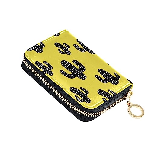 FRODOTGV Western Cactus Mexican Yellow Small Card Organizer Wallet for Women Riskfree RFID Wallet Leather Zipper Pocket Purse, Western Cactus Mexican Yellow, Einheitsgröße, Classic von FRODOTGV
