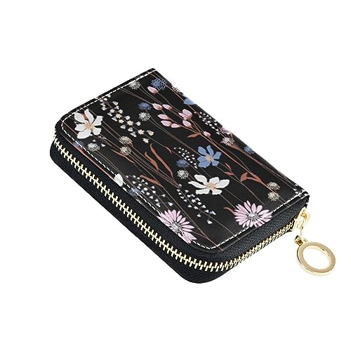 FRODOTGV Windwehende Blumen Vintage Mini Kreditkartenetui Mädchen Risikofrei RFID Geldbörse Leder Reißverschluss Tasche Brieftasche für Arbeit, Windwehende Blumen Vintage, 1 size, Classic von FRODOTGV