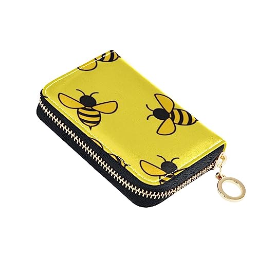 FRODOTGV Yellow Bees Slim Card Organizer Geldbörse für Damen, risikofrei, RFID-blockierend, Leder, Reißverschlusstasche für die Arbeit, Gelbe Bienen, Einheitsgröße, Classic von FRODOTGV