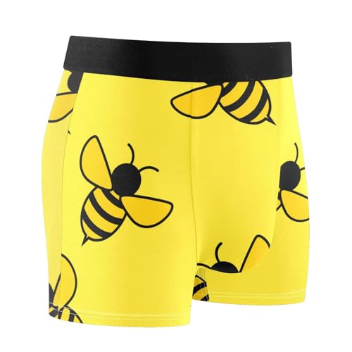 FRODOTGV Yellow Bees Wicking Boxershorts, atmungsaktiv, für Herren, Bambus, athletische Unterwäsche, Gelbe Bienen, Medium von FRODOTGV