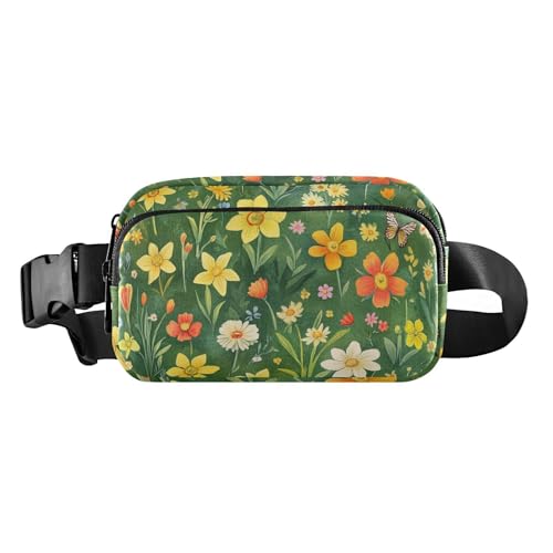 Florals Hyazinthen Rose Lily Turquoise Stilvolle Umhängetasche für Damen und Herren, wasserdichte Sling-Brusttaschen mit verstellbarem Riemen für Reisen, Urlaub, Laufen, 10, 1 Size von FRODOTGV