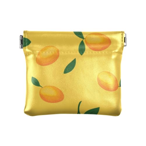 Gelbe Geldbörse für Damen, frisches Obst, Leder, ausgefallene persönliche Gegenstände, Organizer für Frauen, Gelbe frische Früchte, 4.33"(L) x 3.74"(W) x 0.39"(H), Classic von FRODOTGV