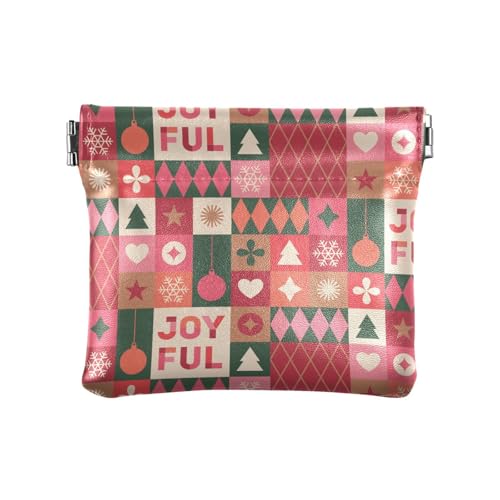 Geldbörse Damen Klein Leder Münzbörse Portemonnaie Ausgefallene Kleingeld Geldbörse mit Verschluss Weihnachten Icons Elemente Geometrisches Muster Frau, Weihnachtssymbole, Elemente, geometrisches von FRODOTGV