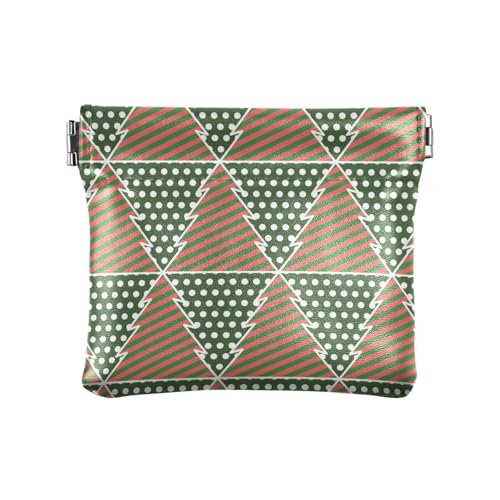Geldbörse aus PU-Leder, Tannenbäume, Schnee, Weihnachten, geometrisch, Retro, für Männer und Frauen, Reisen, persönliche Gegenstände, Organizer, praktisch, Tannenbäume Schnee Weihnachten Geometrisch von FRODOTGV