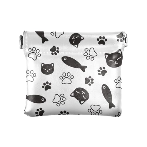Geldbörse mit Katzenpfoten-Motiv, aus Leder, mit Pfotenmotiv, praktischer Münzhalter für Damen, Weiß / Schwarz, Katze Fisch Pfote Weiß Schwarz, 1 Size, Reisezubehör Geldbörse mit Katzenpfoten-Motiv, aus Leder, mit Pfotenmotiv, praktischer Münzhalter für Damen, Weiß / Schwarz, Katze Fisch Pfote Weiß Schwarz, 1 Size, Reisezubehör von FRODOTGV