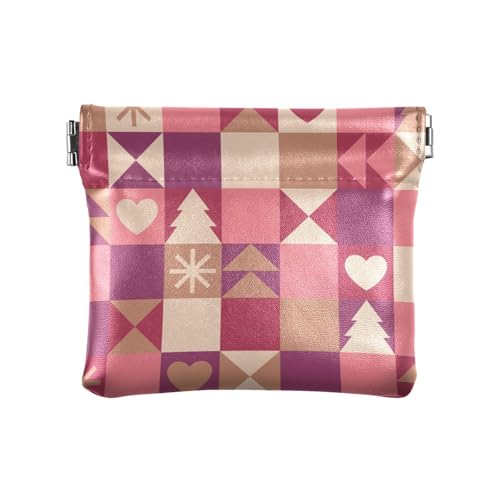 Geometrische Elemente Muster Weihnachten Damen Leder Münzgeldbörse Tragbare Make-up-Tasche Wechselgeldbörse für Männer Frauen, Geometrische Elemente, Muster Weihnachten, 1 Size, Reisezubehör von FRODOTGV