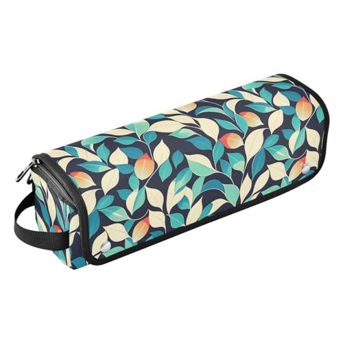 Green Leafs Reise-Werkzeugtasche und hitzebeständige Matte mit Reißverschluss, wasserdicht, flacher Lockenstab, Reise-Organizer für heiße Werkzeuge, Lockenstab und Glätteisen, Haarvolumizer, Styler von FRODOTGV