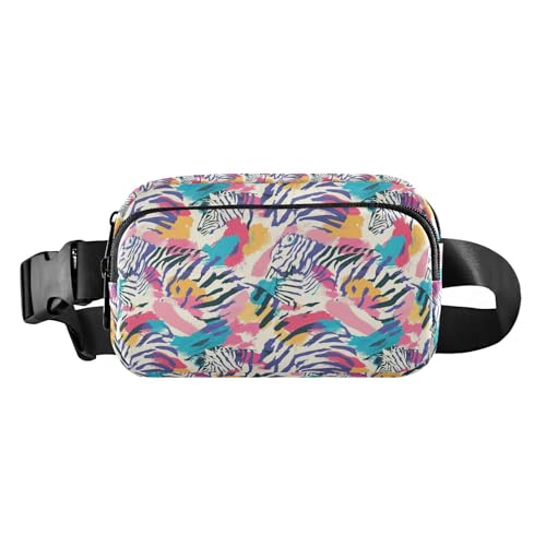 Gürteltasche für Damen, Herren, Teenager, Motiv: botanisches grünes Tigermuster, stilvolle Bauchtasche für Reisen, Laufen, Wandern, Tiger-Zebra-Tierdruck, 1 Size von FRODOTGV