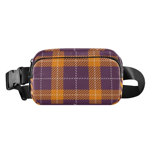 Gürteltasche für Damen, Herren, Teenager, wasserdicht, mit verstellbarem Riemen, für Workout, Laufen, Wandern, Violett mit Karomuster, Schottenkaro, Herbstviolett, kariert, 1 Size Gürteltasche für Damen, Herren, Teenager, wasserdicht, mit verstellbarem Riemen, für Workout, Laufen, Wandern, Violett mit Karomuster, Schottenkaro, Herbstviolett, kariert, 1 Size von FRODOTGV