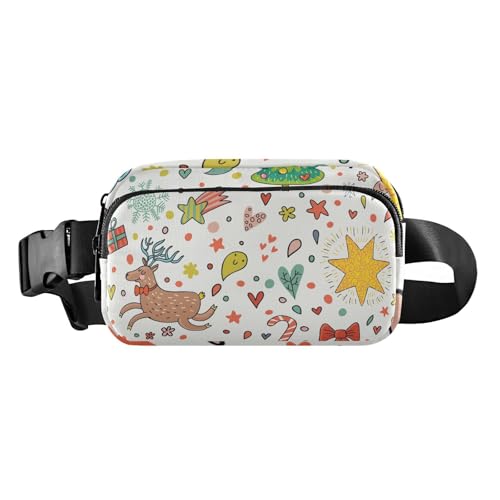 Gürteltasche für Damen und Herren, stilvolle Mini-Bauchtasche mit verstellbarem Gurt für Reisen, Fitnessstudio, Arbeit, Winter, Weihnachten und Neujahr, Hirsch, Winter-, Weihnachts- und von FRODOTGV