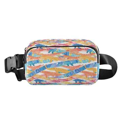 Gürteltasche für Herren und Damen, abstrakte Regenbogenstreifen, für Reisen, Urlaub, Laufen, Aquarell-Krokodile, 1 Size von FRODOTGV