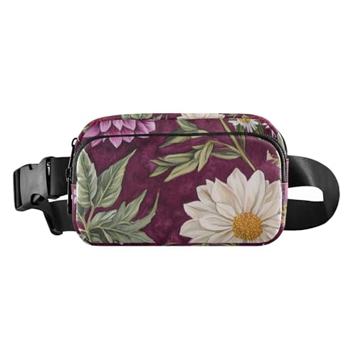 Gürteltasche mit Frühlingsblumen, Burgunderrot, trendige Gürteltasche für Herren und Damen, wasserdicht, Reisezubehör mit verstellbarem Gurt, für Reisen, Einkaufen, Laufen, Frühlingsblumen, von FRODOTGV