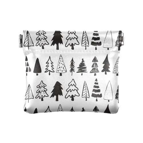 Handgezeichnete kleine Geldbörse aus Leder mit Weihnachtsbaum-Muster, praktisches Reisezubehör für Männer und Frauen, Weihnachtsbaum-Muster, handgezeichnet, 1 Size, Reisezubehör von FRODOTGV