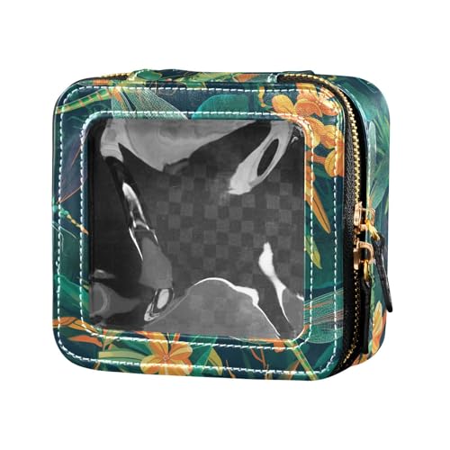 Handgezeichnetes Meerschiff, Ozeanleder, transparent, Make-up-Tasche für Damen, Kosmetiktasche, Kulturbeutel, Reisetasche, Fliegende grüne Libellen, 1 Size von FRODOTGV