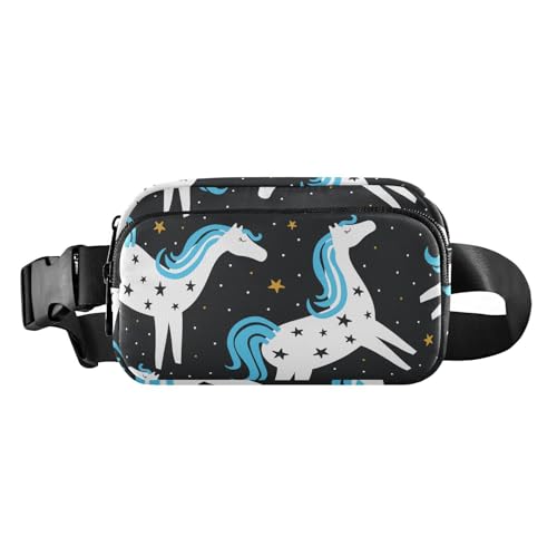 Horses Star modische Gürteltasche für Damen, Herren, Teenager, große Kapazität, Umhängetasche, Gürteltasche mit verstellbarem Gurt, für Einkaufen, Sport, Arbeit, Weiß, Horses Star White, 1 Size von FRODOTGV