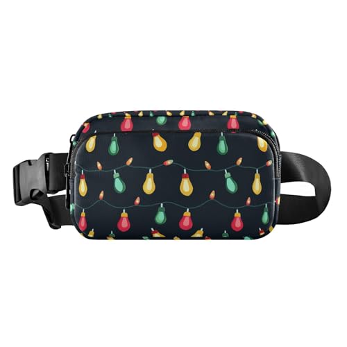 Hot Chili Peppers Nahtloses Muster Herren Damen Modische Bauchtasche Hüfttasche für Reisen Urlaub Laufen, Bunte Weihnachtsglühbirnen, 1 Size von FRODOTGV