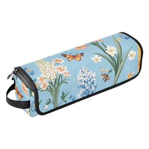Hot Hair Tools Reisetasche, wasserdicht, Reise-Organizer und hitzebeständige Matte mit Reißverschluss, für Glätteisen, Lockenstäbe, Frühlingsblumen, Hyazinthen, Schmetterlinge, Bienen, Blau, 01, 1 von FRODOTGV