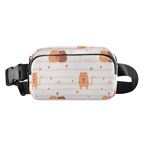 Hüfttasche mit großem Fassungsvermögen, mit verstellbarem Riemen, trendige Umhängetasche, Sporttasche, niedlich, umarmt Katzen und eine Katze, die ein Herz hält, für Damen, Herren, Teenager, für von FRODOTGV