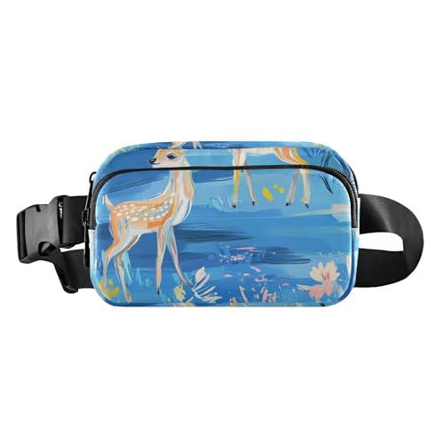 Hüfttasche mit niedlichem Hirsch, blau, trendige Umhängetasche für Damen und Herren, wasserdicht, mit verstellbarem Gurt, für Workout, Laufen, Wandern, Niedliches Hirsch, blau, 1 size Hüfttasche mit niedlichem Hirsch, blau, trendige Umhängetasche für Damen und Herren, wasserdicht, mit verstellbarem Gurt, für Workout, Laufen, Wandern, Niedliches Hirsch, blau, 1 size von FRODOTGV